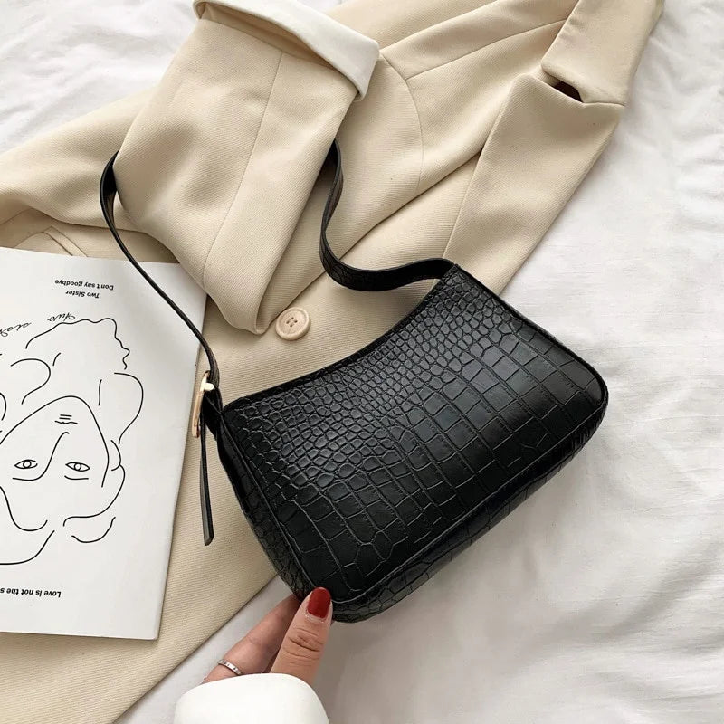Fashion Crocodile Leather Women Bag Retro Alligator Bag Shoulder Crossbody Handbag Ladies Hand Bags Female Handbag Baguette Bag